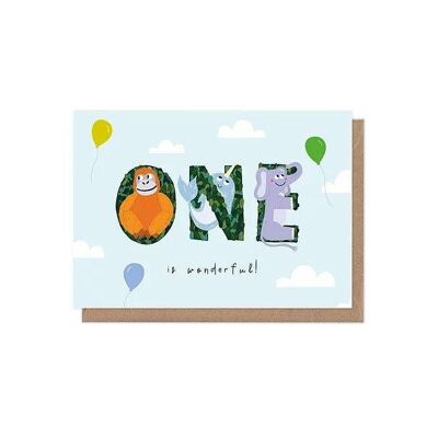 One Is Wonderful 1st Birthday Age Greetings Card