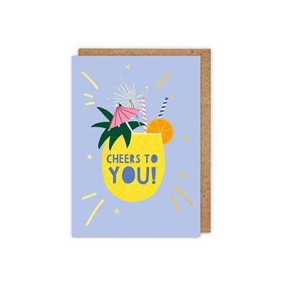 Gold Foiled 'cheers to You' Cocktail Birthday Greetings Card