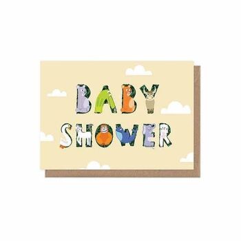 Carte de voeux neutre pour baby shower avec alphabet animal 1