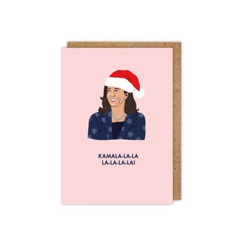 Carte de Noël inspirée de la célébrité Kamala Harris 'Kamala La La' 1