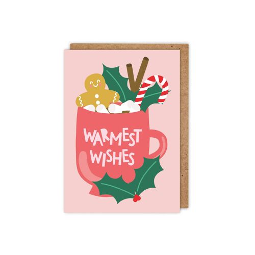 Warmest Wishes Cute illustrated A6 Christmas Card