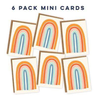 Paquete múltiple: 6 tarjetas mini A7 - Juego de tarjetas de notas Rainbow