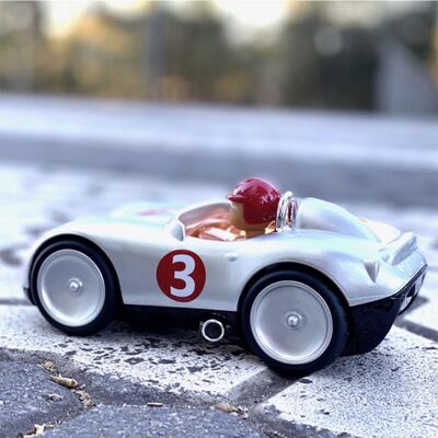 Silver racing car children's toy