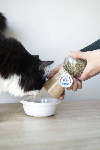 Soin de la Peau & du Pelage, complément alimentaire pour chat, Moulin + Recharge, "Allure" 8