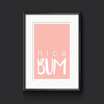 Nice Bum Bathroom Wall Art, Toilet Print, Cheeky Home Decor - A3 (297x420mm) / Salmon Pink
