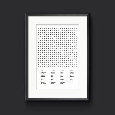 Explicit Word Search Wall Art. Adult Wall Decor, Rude Print - A3 (297x420mm)