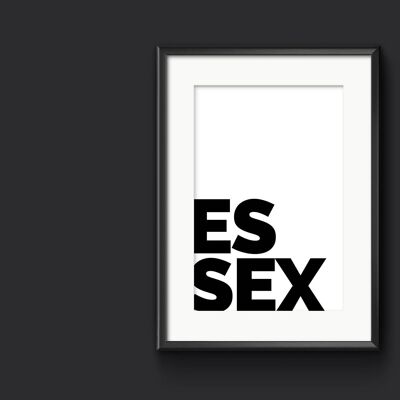 ESSEX UK County Typography Print, Place Name Picture - A3 (297x420mm) / Black on Ice White