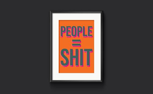 People Shit Slipknot Lyrics Art Print, Colourful Home Decor - A3 (297x420mm) / Satsuma Orange