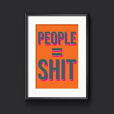 People Shit Slipknot Lyrics Art Print, Colourful Home Decor - A3 (297x420mm) / Satsuma Orange