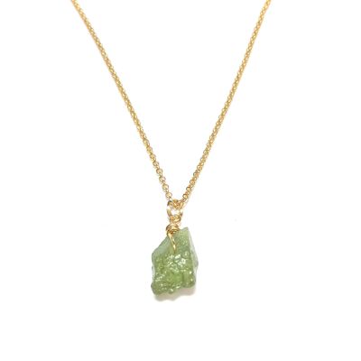 Green Garnet Necklace Silver 925 Gold and Natural Stones
