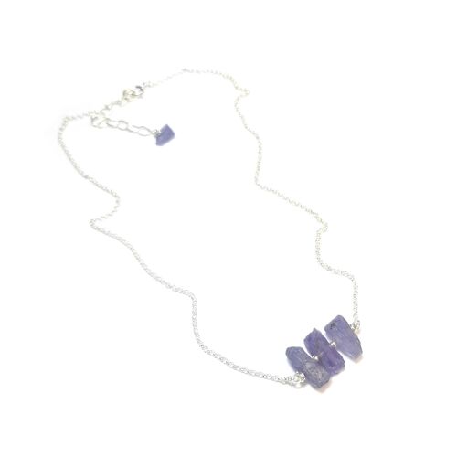 Collier Tanzanite Pierres Brutes Et Argent 925