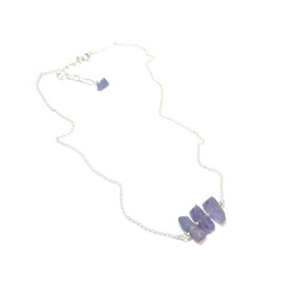 Tanzanite Necklace With Raw Stones And 925 Silver