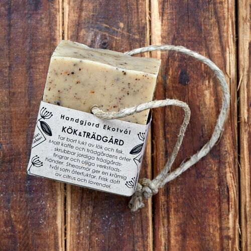 Eco Soap Kitchen & Garden 170 g on hemp rope