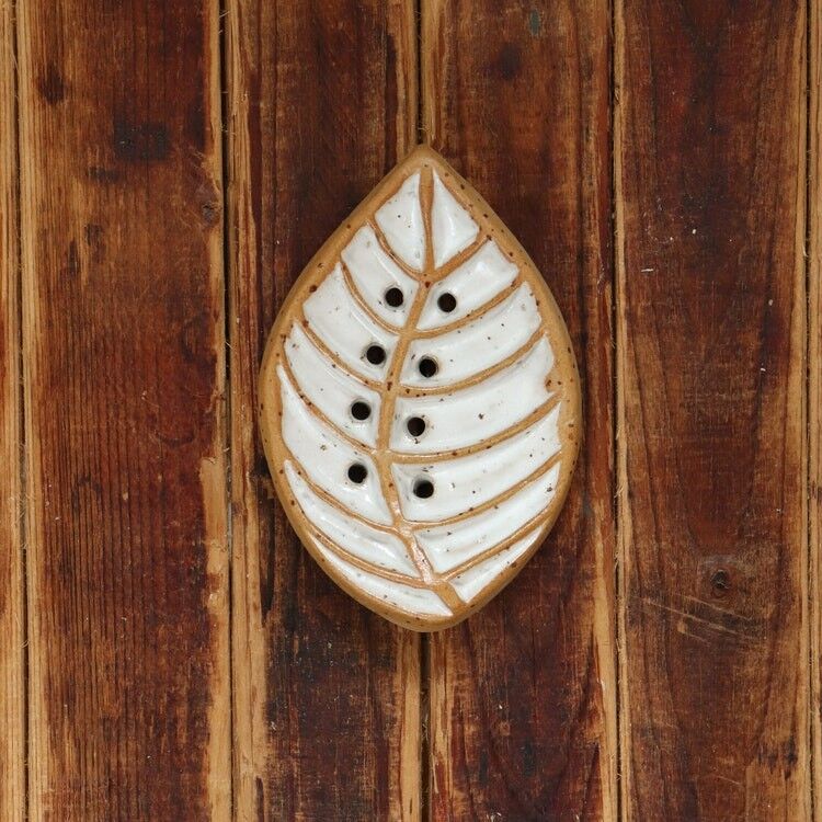 Seifenschale Keramikblatt - Weiß