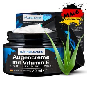 Crème contour des yeux à l'aloe vera BIO pour homme 30ml - vegan avec vitamine E, aloe vera BIO, acide hyaluronique, végétal. Taurine, glycérine, panthénol, oxyde de zinc - Contre les cernes et les poches épaisses sous les yeux - 30ml