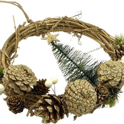 Rattan Christmas wreath - White berry | ø 28 cm