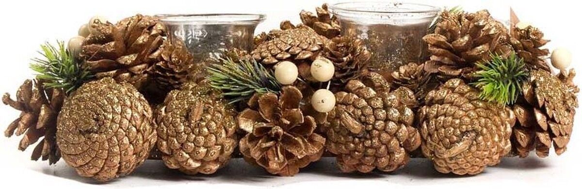 Composizione natalizia portacandele - 2 portacandela | 12 x 10 x 30 cm