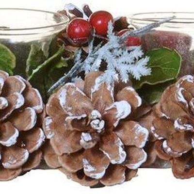 Weihnachtsgesteck Teelichthalter Weihnachten - Schneeflocke | 15 x 10 x 30 cm