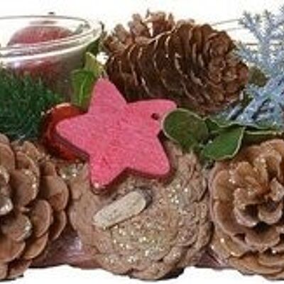 Christmas arrangement Tealight holder - Christmas red star | 15 x 10 x 30 cm