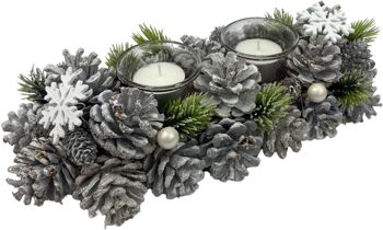 Bougeoir arrangement de Noël - Perle | 13x9x30cm 6