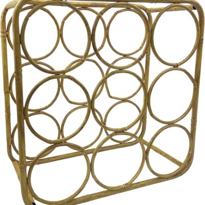 Portabottiglie con decorazione in metallo - Bambù | 34 x 45 cm