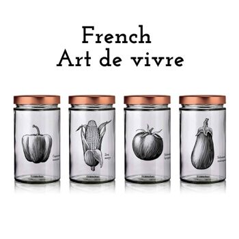 [édition limitée] Pack 4 bocaux de conservation Muscadin avec décor artisanal "French Art de Vivre" 5