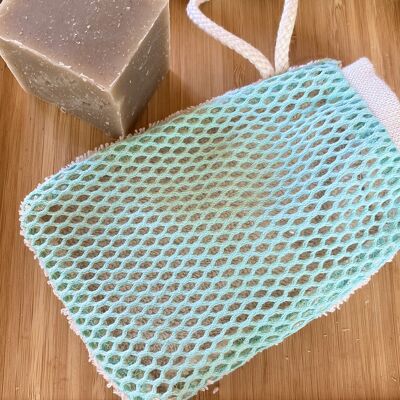 Double-sided organic cotton soap bag - Green