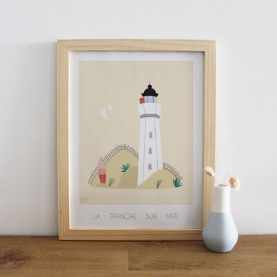 Gerahmte Illustration - La Tranche-Sur-Mer - Der Leuchtturm