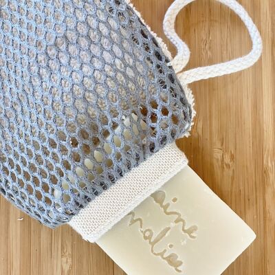 Double-sided organic cotton soap pouch - Gray