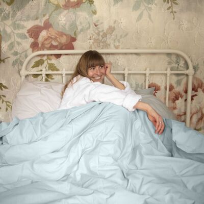 Duvet Cover 200x200 "Aqua" in 100% Organic Cotton Percale