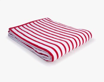 Drap de Plage "Rayures Rouges" en Coton 100 % biologique 1