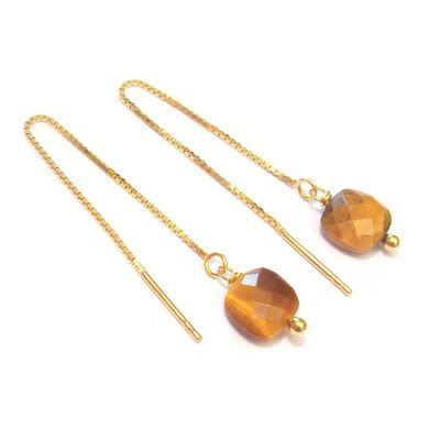 Ilhéus Tiger Eye Earrings Silver 925 Gold