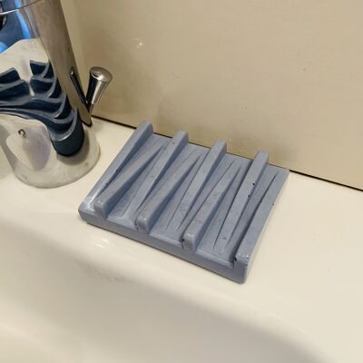 Porte-savon en béton bleu-gris