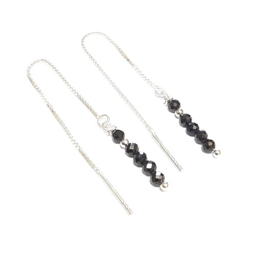 Boucles D'Oreilles Ilhéus  Spinelle Noire Argent 925