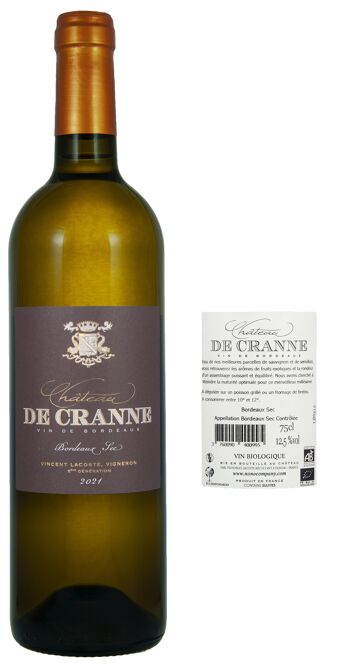 Vin Blanc sec Bio Bordeaux 2022 "Château de Cranne" 2