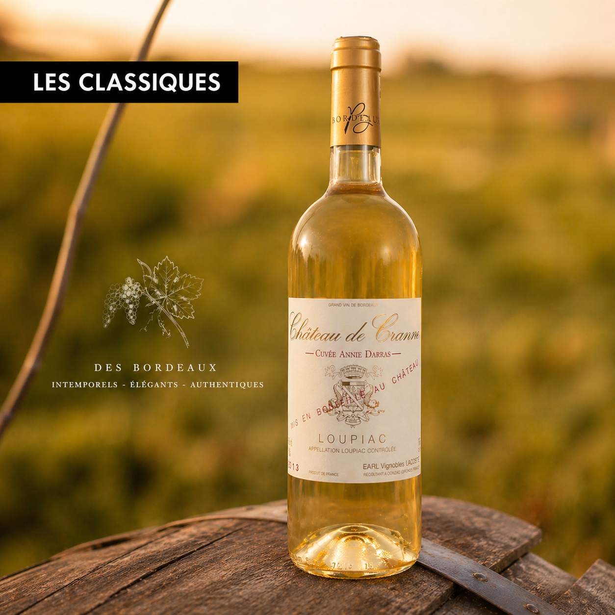 Organic sweet white wine Loupiac 2022 "Château de Cranne"