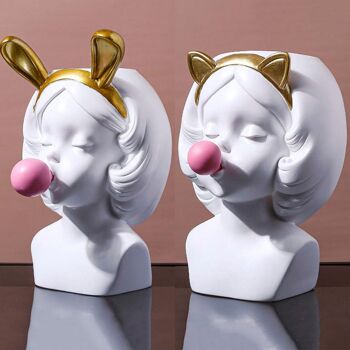 Vase - Bubble Gum Girl - Kitty + Bunny - Décoration d'intérieur - Pot de fleur - Figurine d'accent 9
