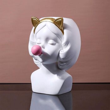 Vase - Bubble Gum Girl - Kitty + Bunny - Décoration d'intérieur - Pot de fleur - Figurine d'accent 10