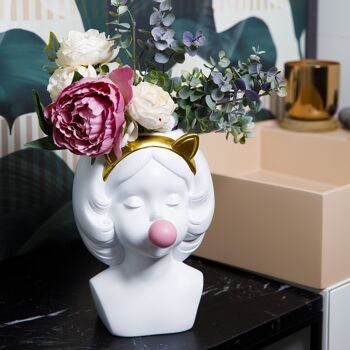 Vase - Bubble Gum Girl - Kitty + Bunny - Décoration d'intérieur - Pot de fleur - Figurine d'accent 12