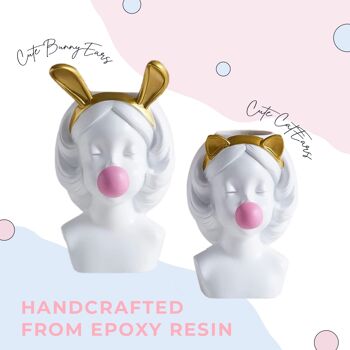 Vase - Bubble Gum Girl - Kitty + Bunny - Décoration d'intérieur - Pot de fleur - Figurine d'accent 5
