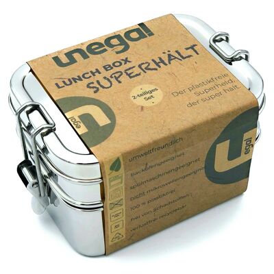 SUPERHOLD | 2-part stainless steel lunch box with safety clips