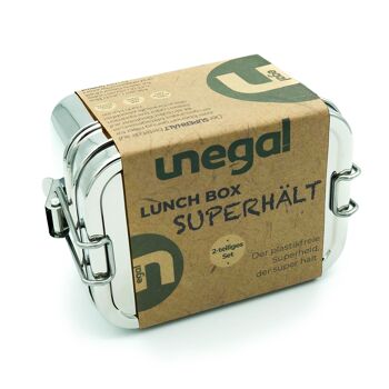 SUPERHOLD | Boîte à lunch en acier inoxydable en 2 parties avec clips de sécurité 3