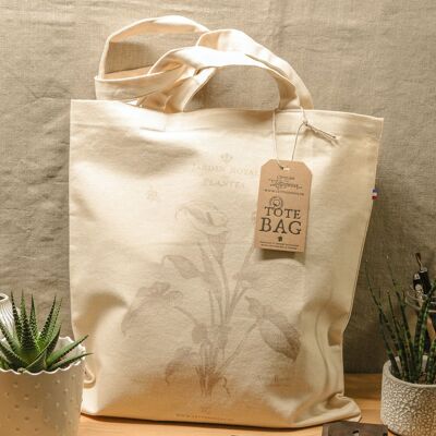 Tote Bag Arum, flower, thick organic cotton, made in France