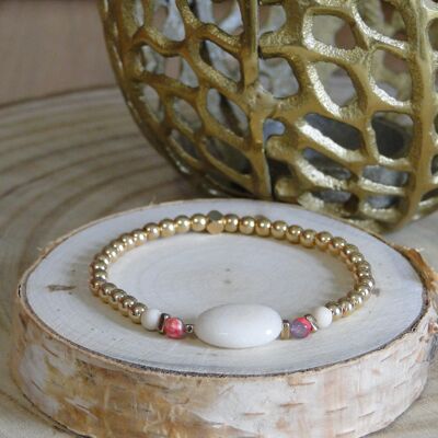 Bracelet in golden hematite and natural jade