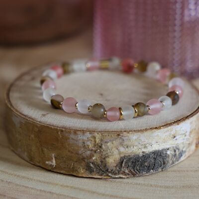 Bracelet en pierre Pastèque entretoises plaquées or