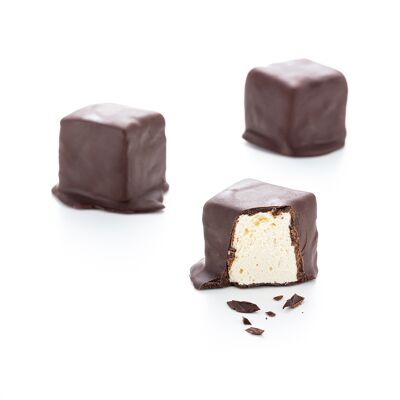 Guimauves vanille enrobées de chocolat noir - coffret Kraft 170g