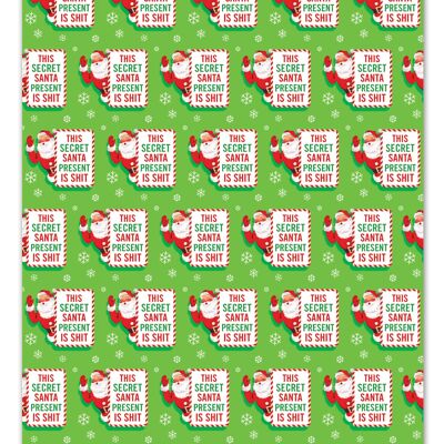 Christmas Gift Wrap - Secret Santa **Pack of 2 Sheets Folded**