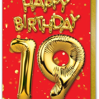 19th Birthday Card - 19 Red