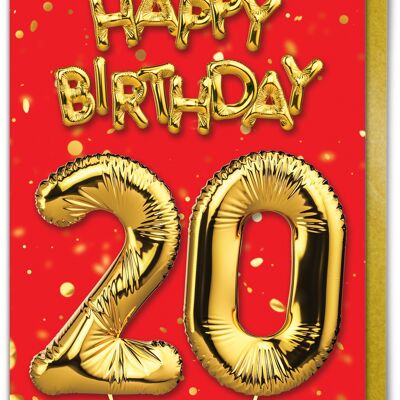 20th Birthday Card - 20 Red