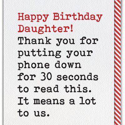 Daughter Phone Down Birthday Card